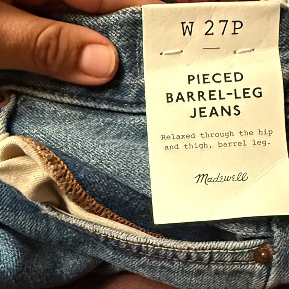 The Petite Pieced Barrel-Leg Full-Length Jean - Picture 6 of 7
